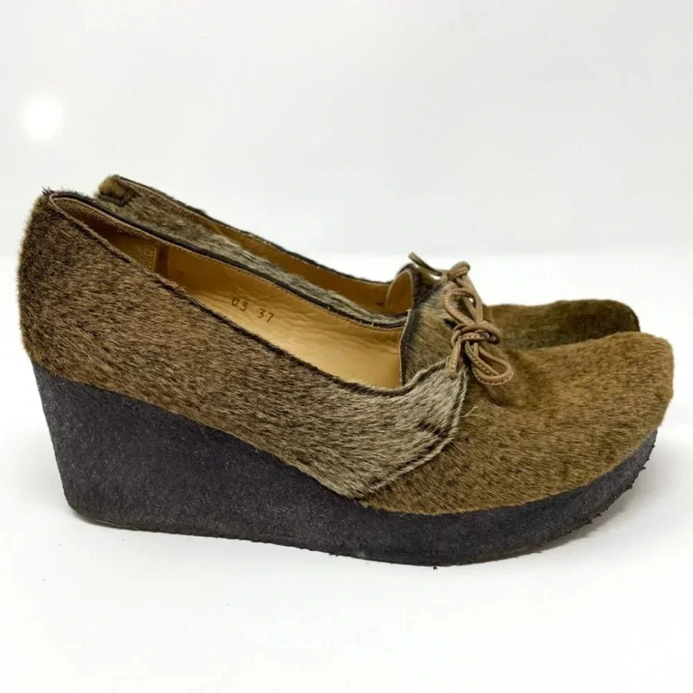 Trans-Parents Italian Real Fur Wedge Heels Sz 37